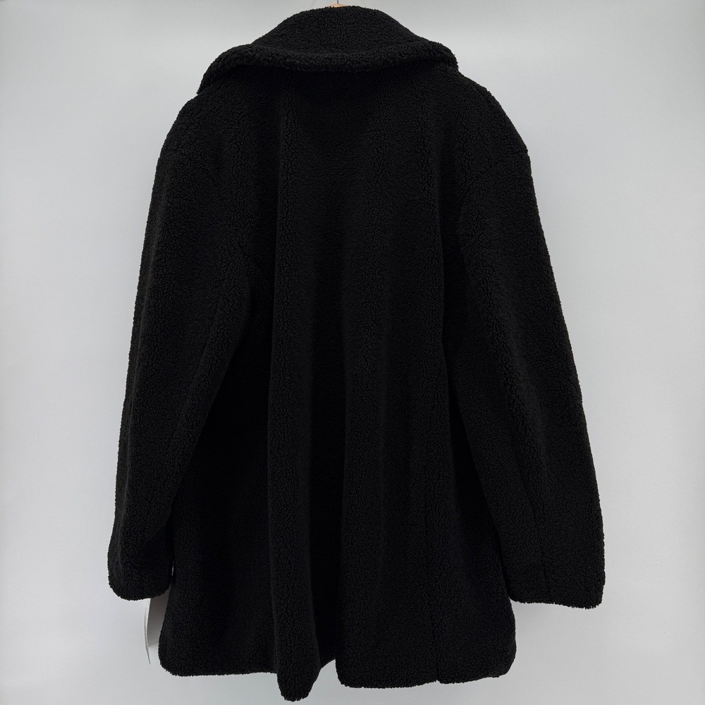 Kensie Womens Black‎ Faux Fur Teddy Coat Double Breasted Pockets Warm Winter NEW - Picture 13 of 16